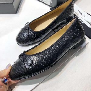 Балетки женские Chanel Black Croco