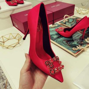 Туфли женские Roger Vivier Flower Strass Buckle Red