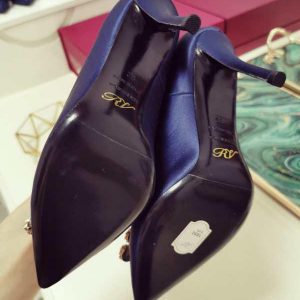 Туфли женские Roger Vivier Flower Strass Buckle Dark Blue