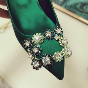 Туфли женские Roger Vivier Flower Strass Buckle Green