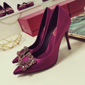 Туфли женские Roger Vivier Flower Strass Buckle Fuchsia