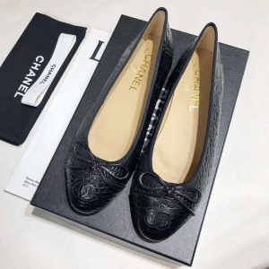 Балетки женские Chanel Black Croco