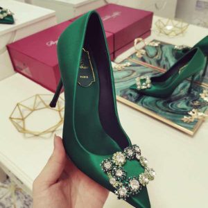 Туфли женские Roger Vivier Flower Strass Buckle Green