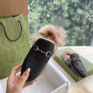 Мюли женские Gucci с мехом