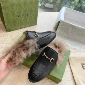 Мюли женские Gucci с мехом