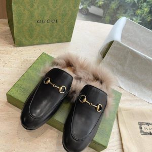 Мюли женские Gucci с мехом