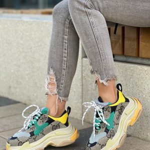 Кроссовки женские коллаборация Balenciaga и Gucci Triple S