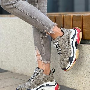 Кроссовки женские коллаборация Balenciaga и Gucci Triple S