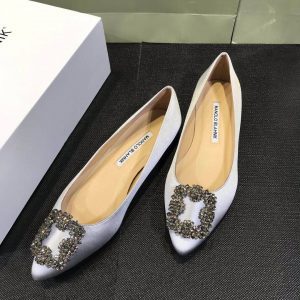 Туфли женские MANOLO BLAHNIK Hangisiflat Galassia White