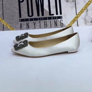 Туфли женские MANOLO BLAHNIK Hangisiflat Galassia White